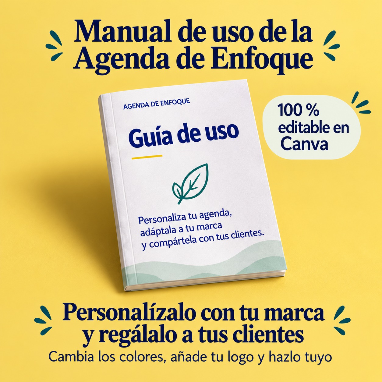 Manual de uso de la Agenda de Enfoque, editable en Canva.